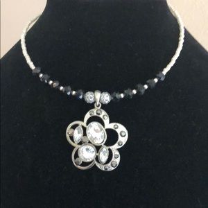 Beaded and crystal choker necklace